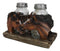 Western Wild At Heart Double Brown Chestnut Horses Salt Pepper Shakers Holder