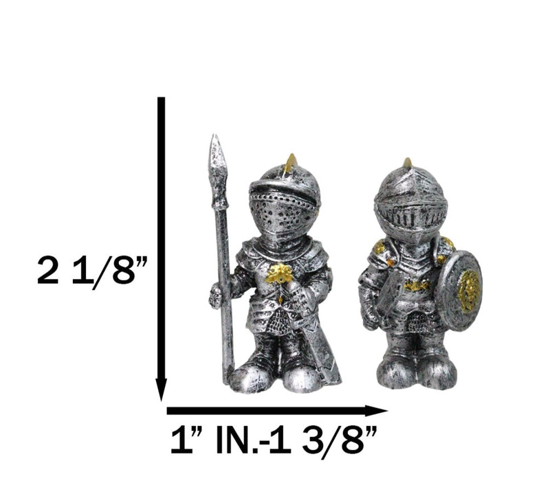 Set of 4 Medieval Suit of Armor Knights With Axe Sword Shields Mini Figurines