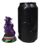 Fantasy Metallic Purple Silver Dragon On Iridescent Pyramid Glass Small Figurine