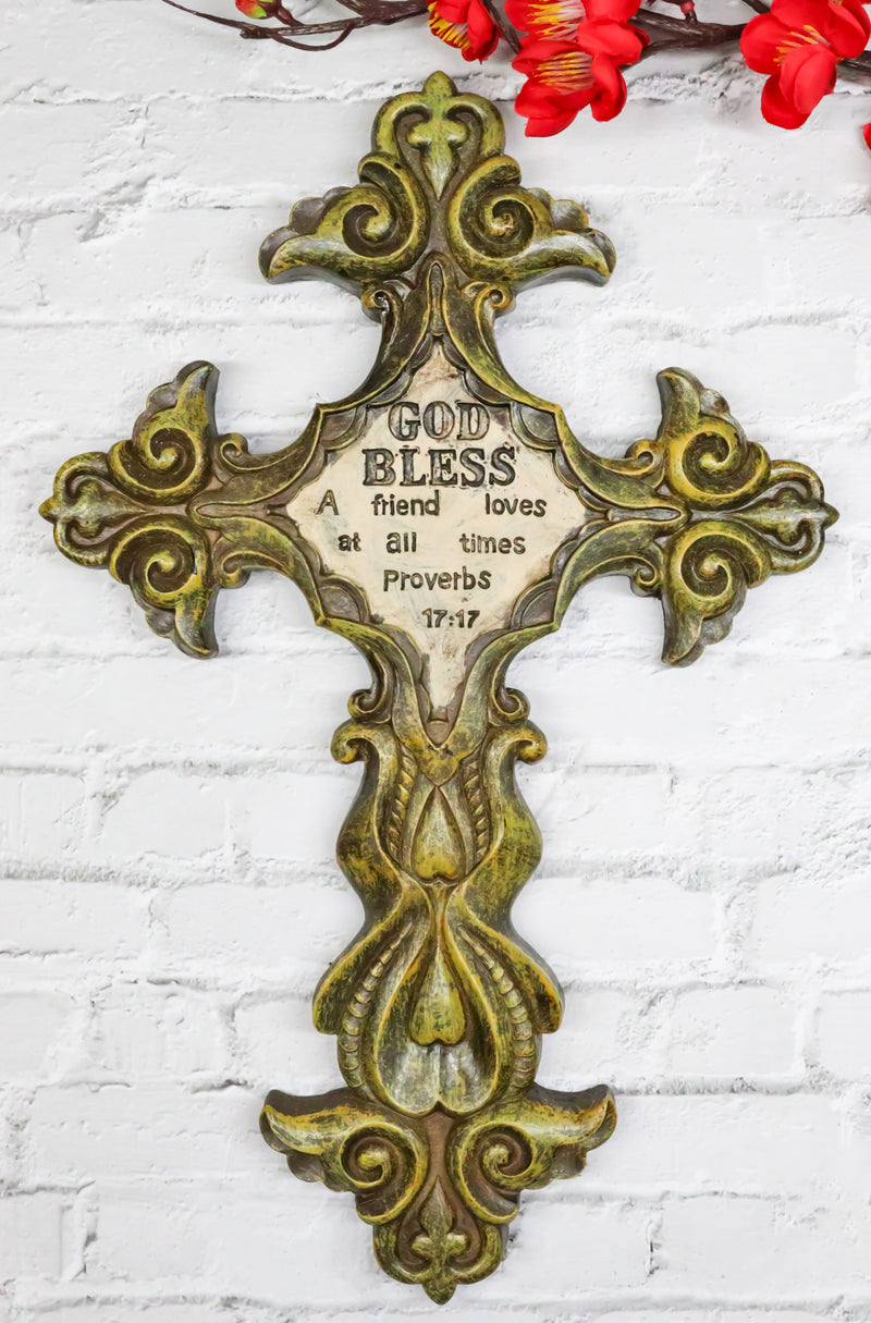 Rustic Southwestern Fleur De Lis Scrollwork God Bless A Friend Loves Wall Cross