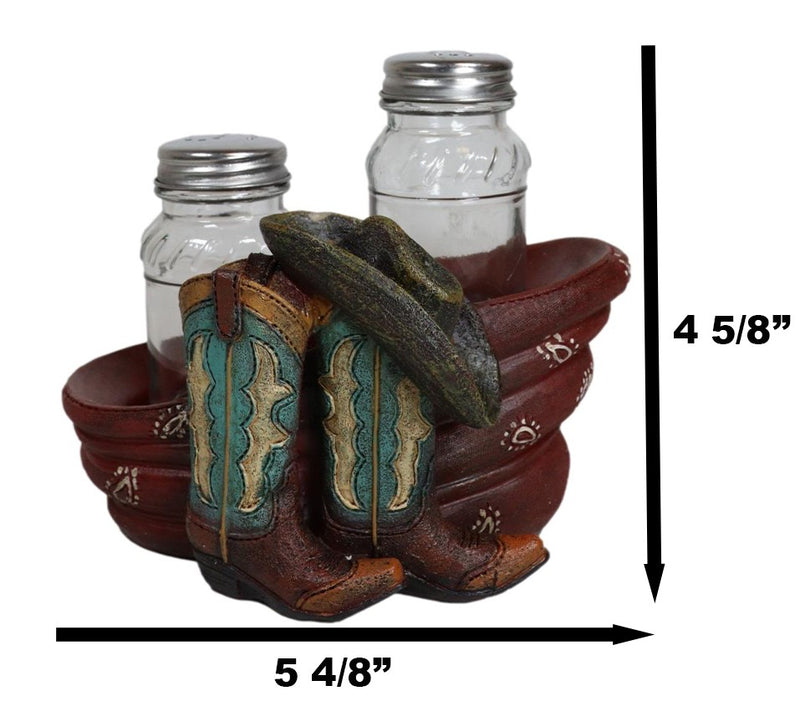 Western Cowboy Faux Leather Boots With Hat And Scarf Salt Pepper Shakers Set
