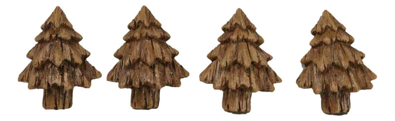 Set Of 4 Western Rustic Forest Pine Trees Faux Wooden Cabinet Door Pull Knobs