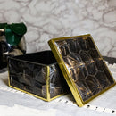 Faux Turtle Shell Print With Gold Trim Small Jewelry Trinket Box Figurine 5" L