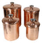 Set of 4 Staggered Sizes Hammered Copper Stainless Steel Canister Storage Jars