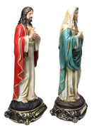 Catholic Sacred Heart of Mary and Jesus Christ Statue Set of 2 With Name Base