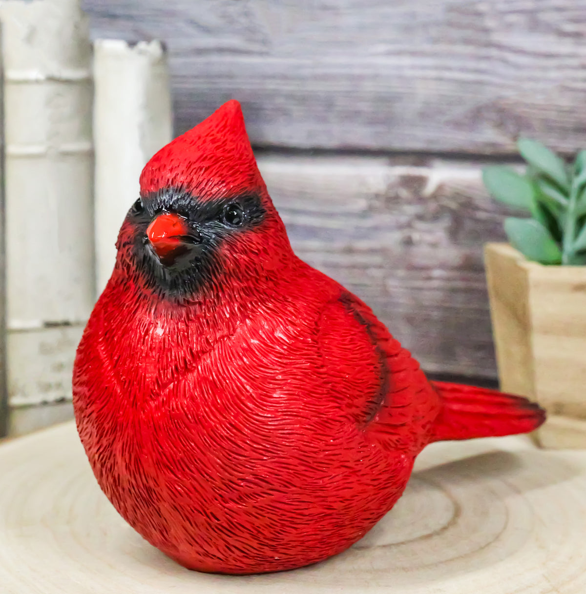 Faux Taxidermy Realistic Northern Male Red Cardinal Bird On Perch Figurine - Ebros Gift