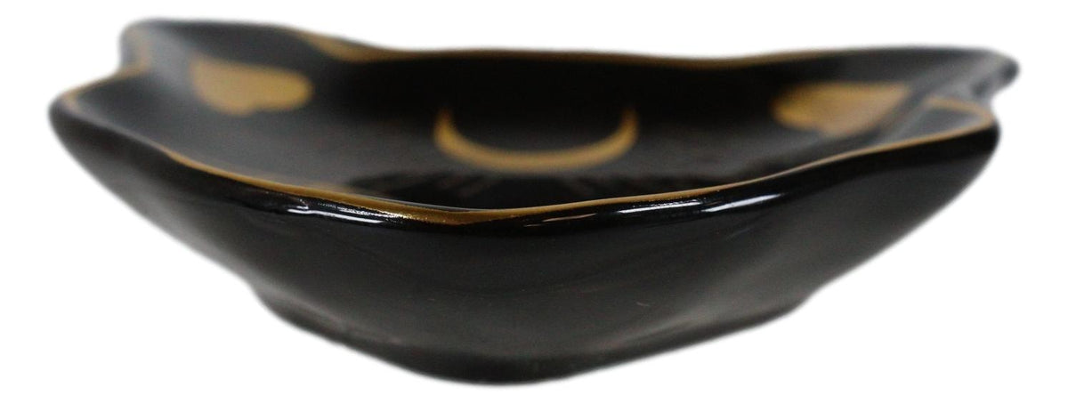 Wicca Astrology Witchcraft Mystic Mog Black Feline Cat Trinket Jewelry Dish - Ebros Gift