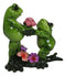 The Proposal Green Toad Frog Kneeling Before Mate with Bouquet of Roses Figurine