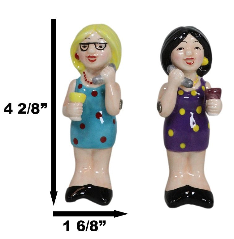 Ceramic Gossiping Phoney Friends Wine And Whine Party Salt Pepper Shakers Set