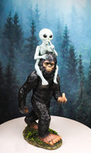 Large Sasquatch Bigfoot Flipping Off With Roswell Alien On Shoulders Figurine