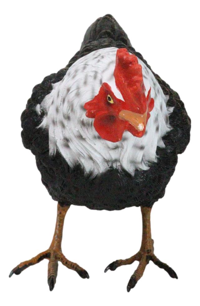 Rustic Western Country Iowa Blue Spotted White Breast Rooster Chicken Figurine
