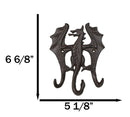 Pack Of 2 Cast Iron Rustic Fantasy Viking Beowulf Dragon 3Pegs Wall Keys Hook