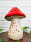 Whimsical Cottage Magic Red Toadstool Mushroom Ceramic Votive Candle Holder