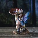 Enchanted Forest Toadstool Mushroom Lavender Fairy with Butterfly Figurine