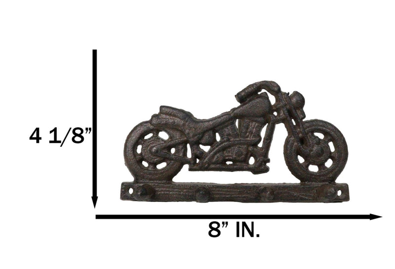 Rustic Cast Iron Retro Motorcycle Bike 4-Peg Wall Hooks Coat Towel Keys Hanger