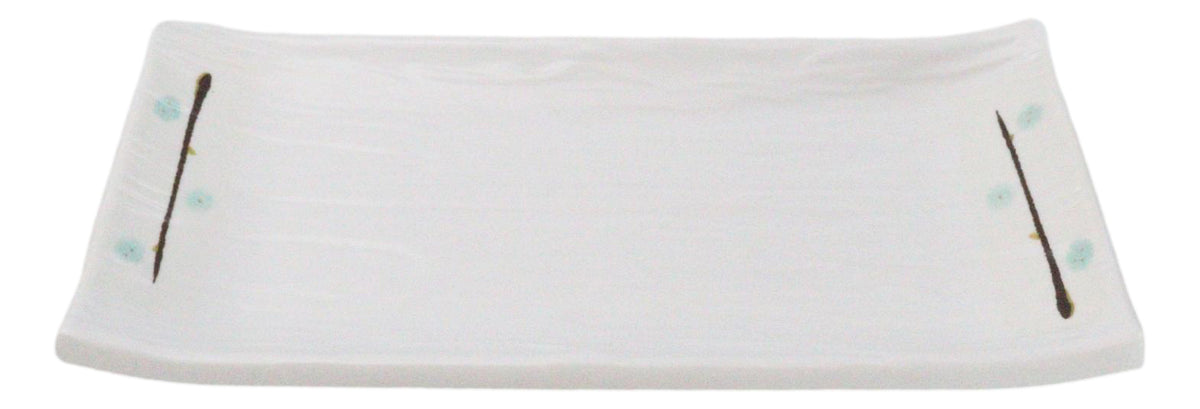 Set Of 6 Modern Yukino Hana Snowflakes Melamine Rectangular Sushi Plates 8.5"L