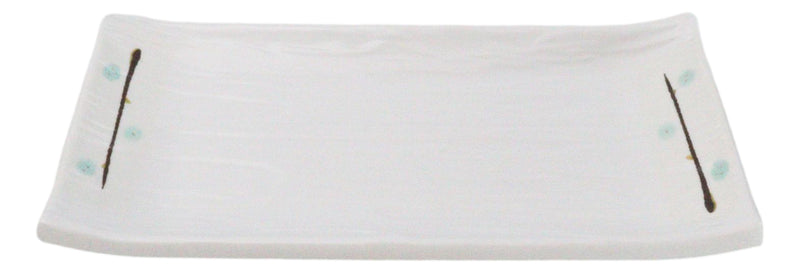 Set Of 6 Modern Yukino Hana Snowflakes Melamine Rectangular Sushi Plates 8.5"L