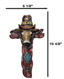 Colorful Southwestern Cowboy Bull with Sheriff Hat and Floral Design Wall Cross