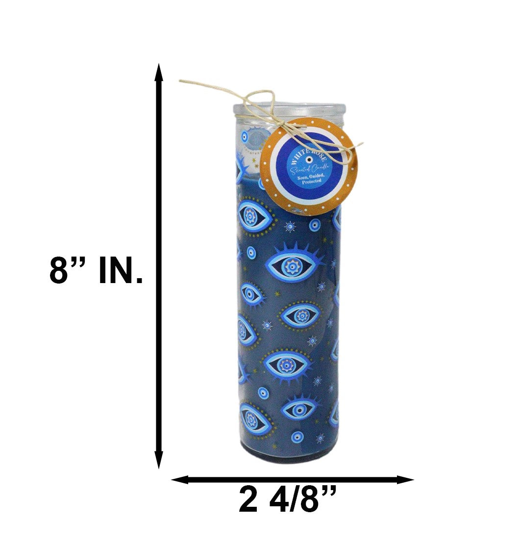 Ebros Wicca All Seeing Eye White Rose Scented Candle in Glass Tube 8.25 Inch