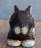 Balinese Wood Handicrafts Crouching Bunny Rabbit With Floral Tattoo Figurine 6"L