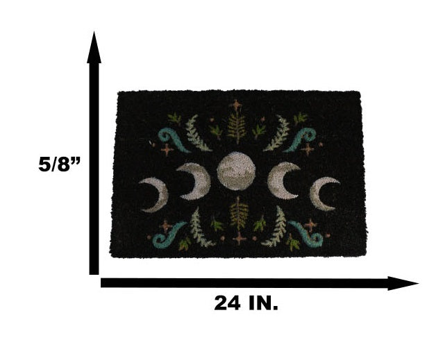 Dark Forest Moon Phase Wiccan Black Coir Coconut Fiber Floor Mat Doormat - Ebros Gift