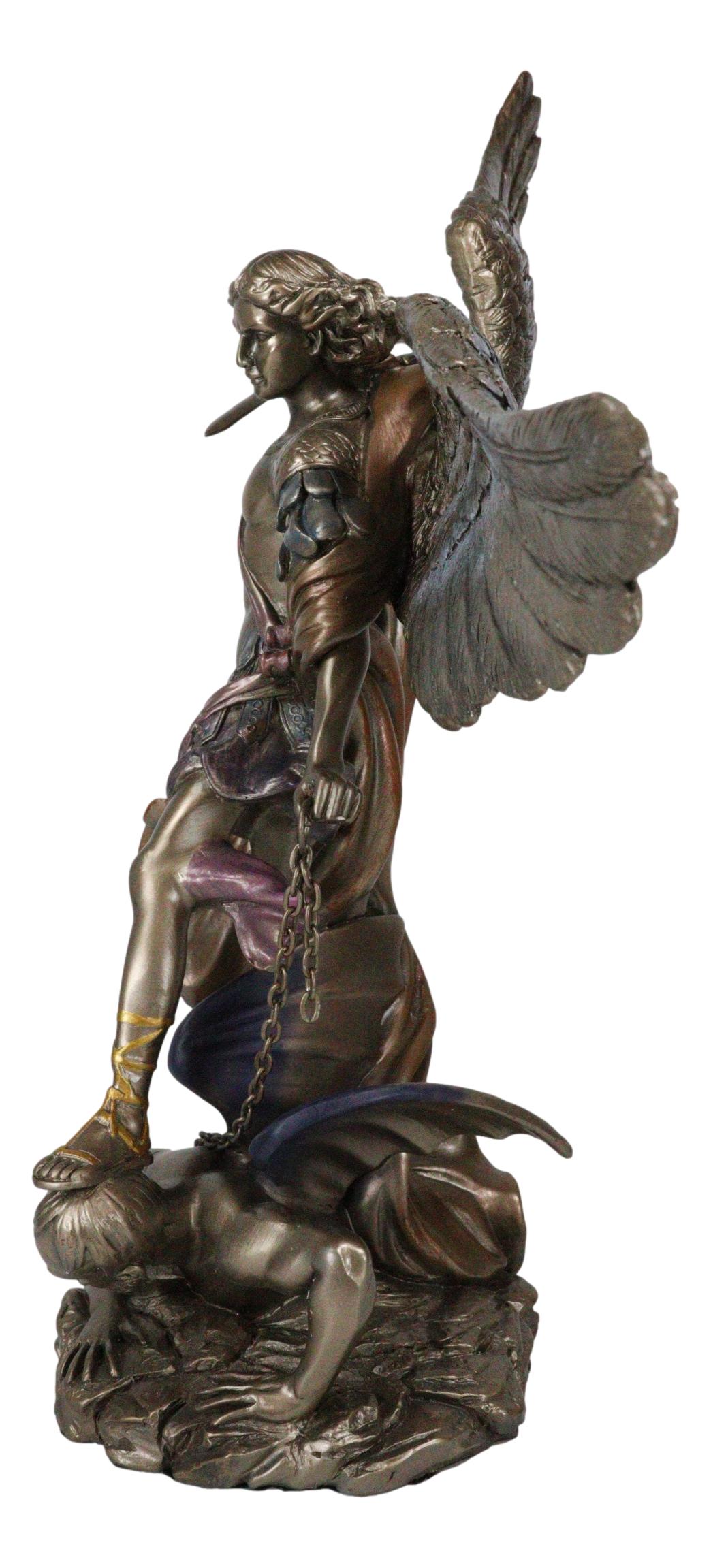 Archangel Saint Michael With Chained Satan On His Feet Collectible Figurine
