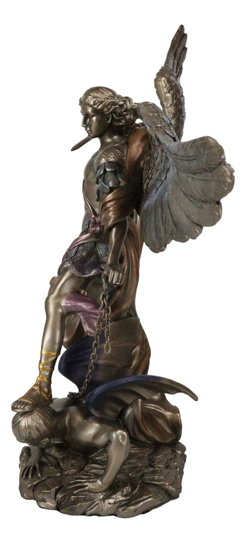 Archangel Saint Michael With Chained Satan On His Feet Collectible Figurine
