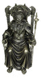 Norse Viking Odin The Alfather Sitting On A Throne with Raven Spear Statue