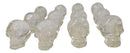Set Of 12 Clear Translucent Witching Hour Gazing Skull Miniature Figurines 2.5"L