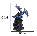 Metallic Blue Hyperion Dragon Perching Mushroom Tower Fortress Figurine