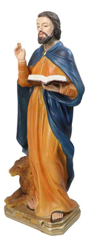 Christian Apostle Of Jesus Saint Mark The Evangelist with Lion Figurine 8"H