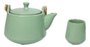 Matte Pastel Green Porcelain 22oz Teapot And 2 Tea Cups With Bamboo Tray Set