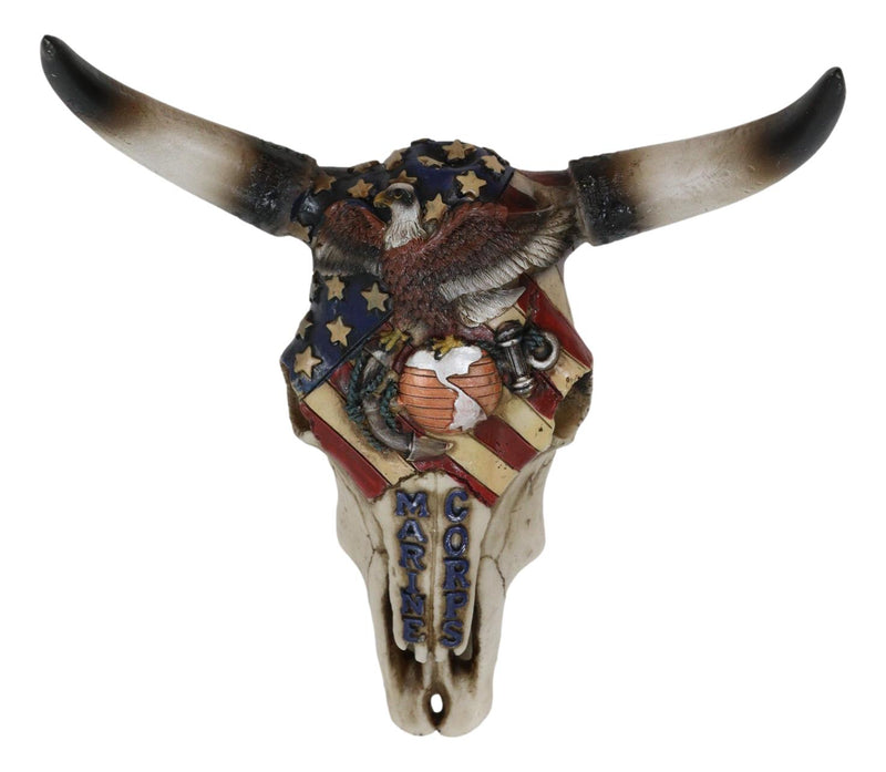 Western Marine Patriotic US Flag American Bald Eagle Cow Skull Wall Decor