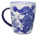 Pack Of 4 Japanese Blue And White Ryu Dragon King Porcelain Mug Cups 12oz