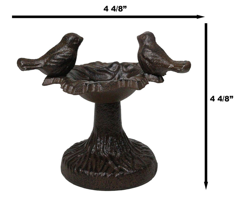 Cast Iron Rustic Whimsical Two Birds On Tree Bird Feeder Bath Small Sculpture