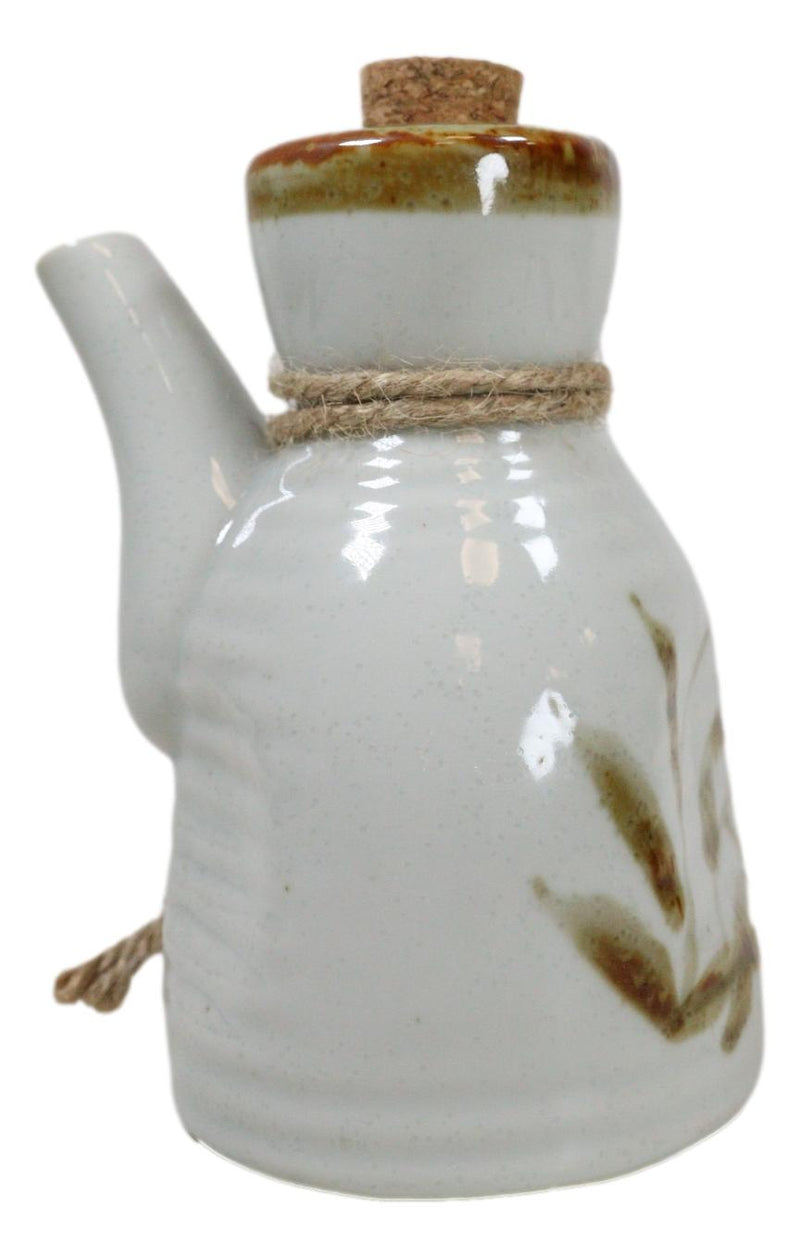 Pack of 6 Porcelain White Brown Reed Soy Sauce Vinegar Oil Dispenser Flask 7oz