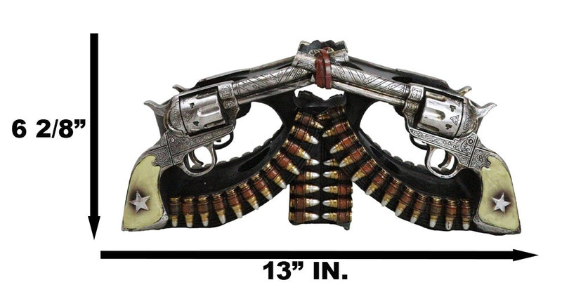 Western Cowboy Double Six Shooter Gun Pistols With Bullets 2 Slots Wine Holder