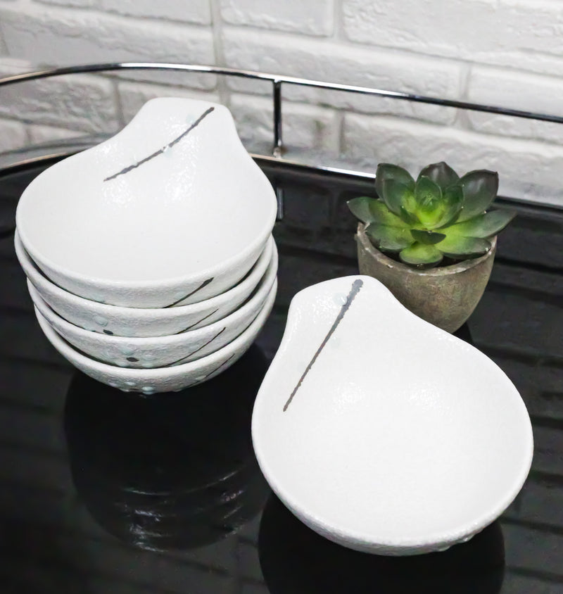 Pack Of 5 Yukino Hana Ceramic Ponzu Sauce Soup Shallow Bowls With Handle 5oz