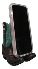 Rustic Western Teal Green Tooled Leather Conchos Cowboy Boots Cell Phone Holder