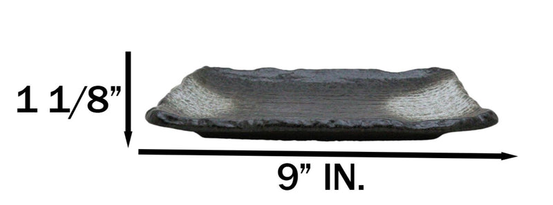 Pack Of 5 Charcoal Grey Tone Hakumu Collection Rectangular Wavy Sushi Plates