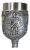 Medieval Templar Crusader Knight Suit of Armor On Guard Wine Goblet Chalice