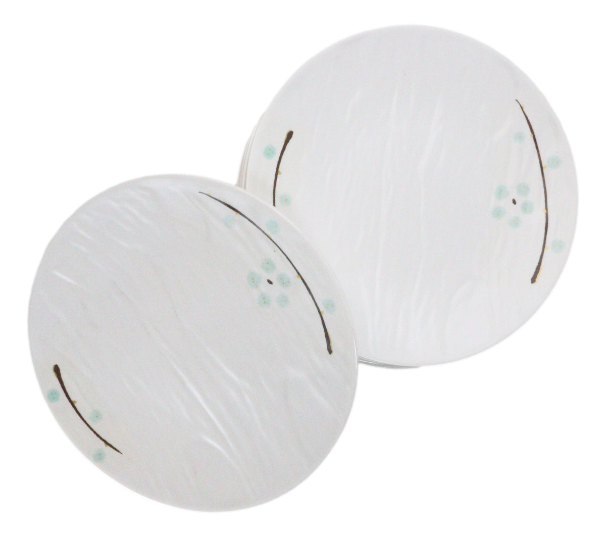 Set Of 6 Yukino Hana Snowflakes Melamine Appetizer Dessert Salad Round Plates 7"