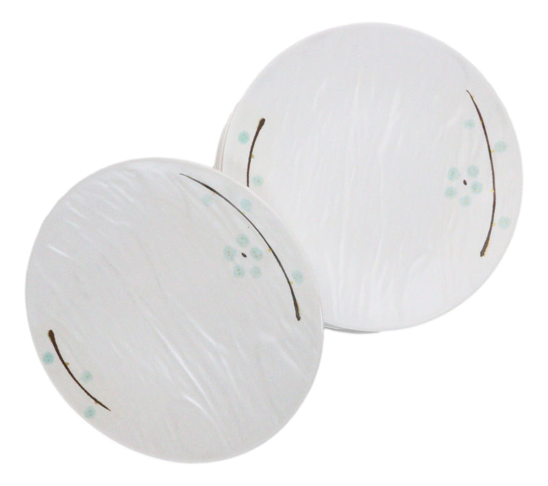 Set Of 6 Yukino Hana Snowflakes Melamine Appetizer Dessert Salad Round Plates 7"