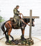 Western Cowboy in Solemn Prayer On Horse By Faded Cross And Cactus Figurine
