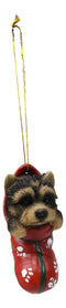 Yorkshire Terrier Yorkie Puppy In Sock Holiday Fest Christmas Ornament Figurine