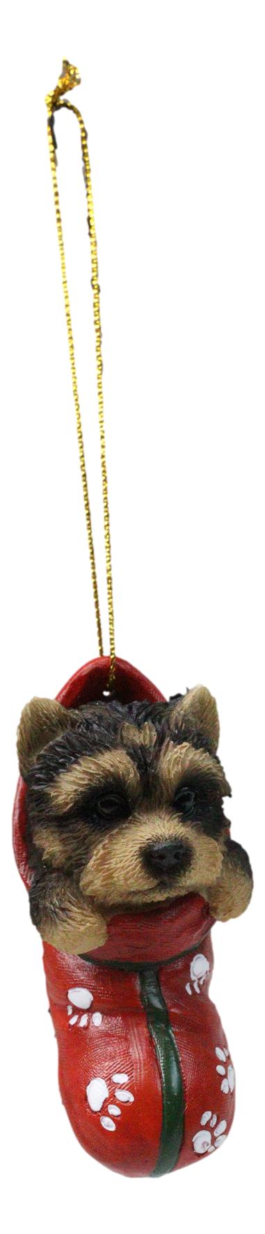 Yorkshire Terrier Yorkie Puppy In Sock Holiday Fest Christmas Ornament Figurine