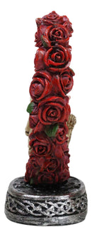 Love Never Dies Roses On Heart Wreath Kissing Skeleton Couple Bronzed Figurine