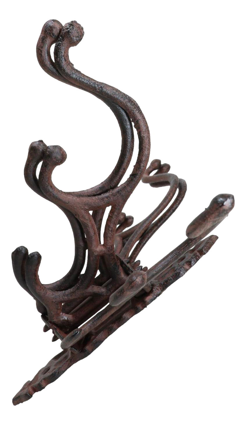 Cast Iron Rustic Victorian Scrollwork Spinning Swivel Multi Points Wall Hook