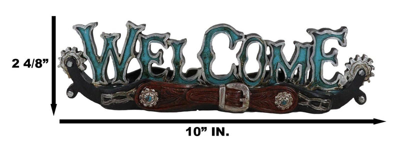 Rustic Western Cowboy Boot Spurs Buckle Turquoise Welcome Sign Desktop Figurine