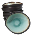 Pack Of 6 Green Crackle Midori Kannyu Wavy Round Condiment Sauce Dishes 2oz